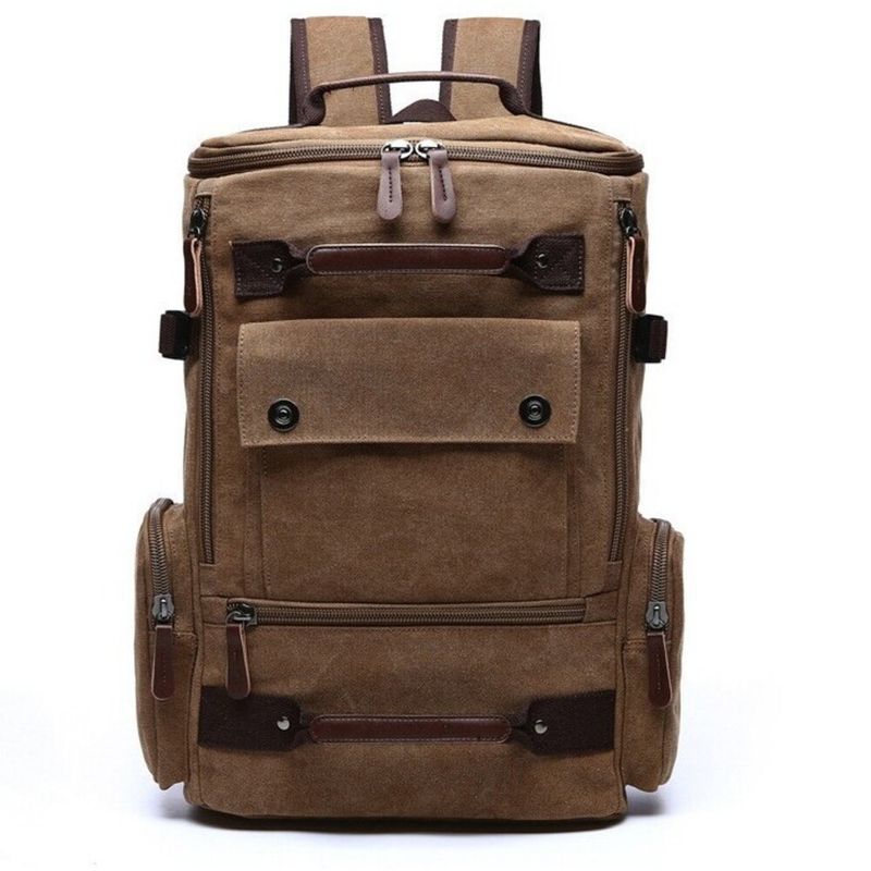 Large Capacity Canvas Bag Men's Multifunctional Hiking Backpack_voghion.com