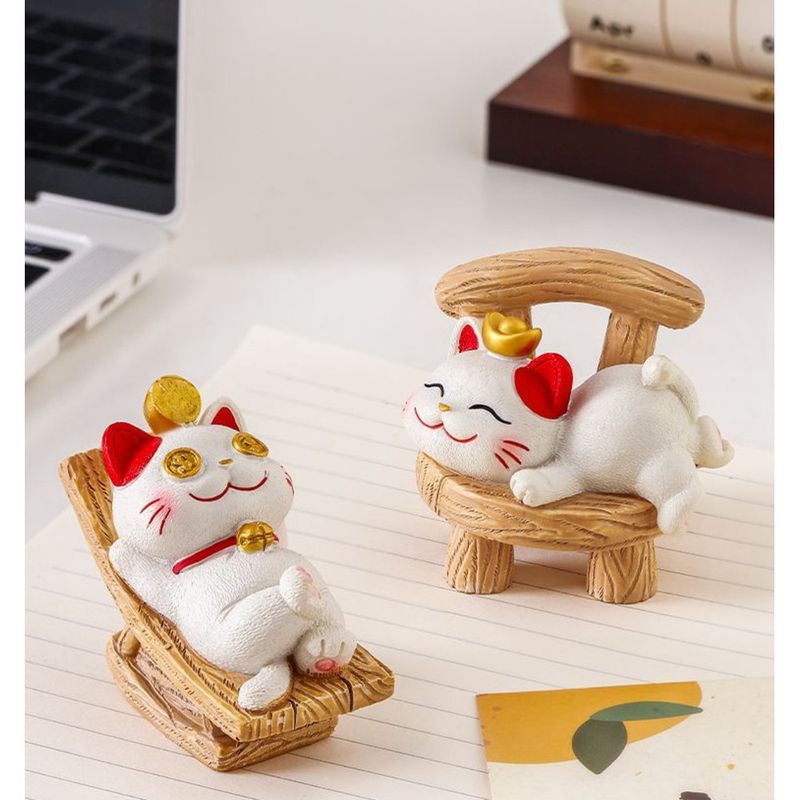 Glück Kleine Ornament Home Office Desktop Emotionale Stabilität Glück Katze Nette Dekoration Mini Auto Halterung_voghion.com