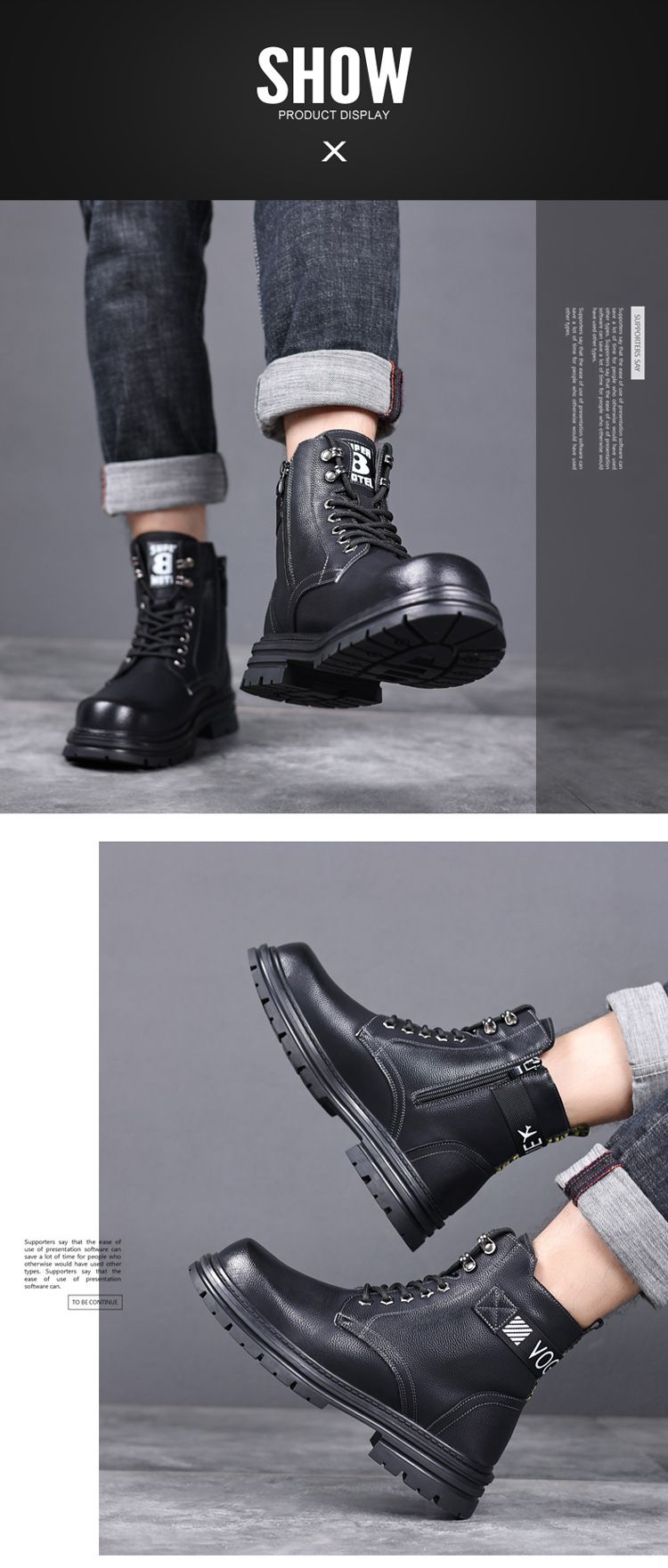 Herren Leder Trend Baumwollschuhe Winter plus Fleece warme Wollarbeitsstiefel High Top Herren Schneestiefel_voghion.com