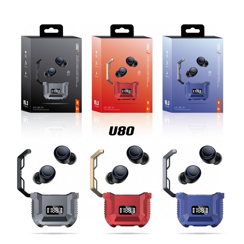 New touch private mold metal texture luminous mecha style TWS Bluetooth earphones mini wireless enc noise cancelling_voghion.com
