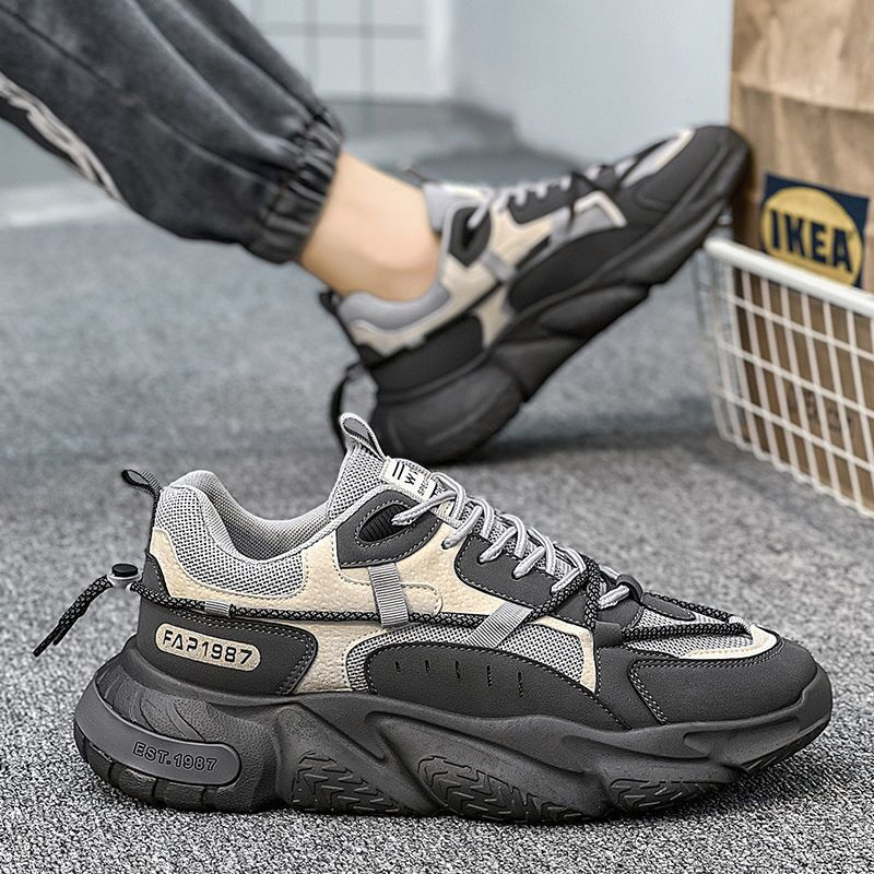Sneakers Trend Versatile Height Increasing Men's Shoes Autumn Breathable Mesh Sports Shoes Casual Anti Slip Running Shoes_voghion.com