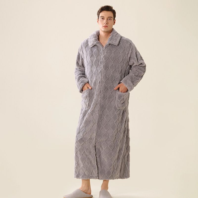 nightgown Couple Large Size Extended Thermal Flannel Nightdress Loungewear_voghion.com