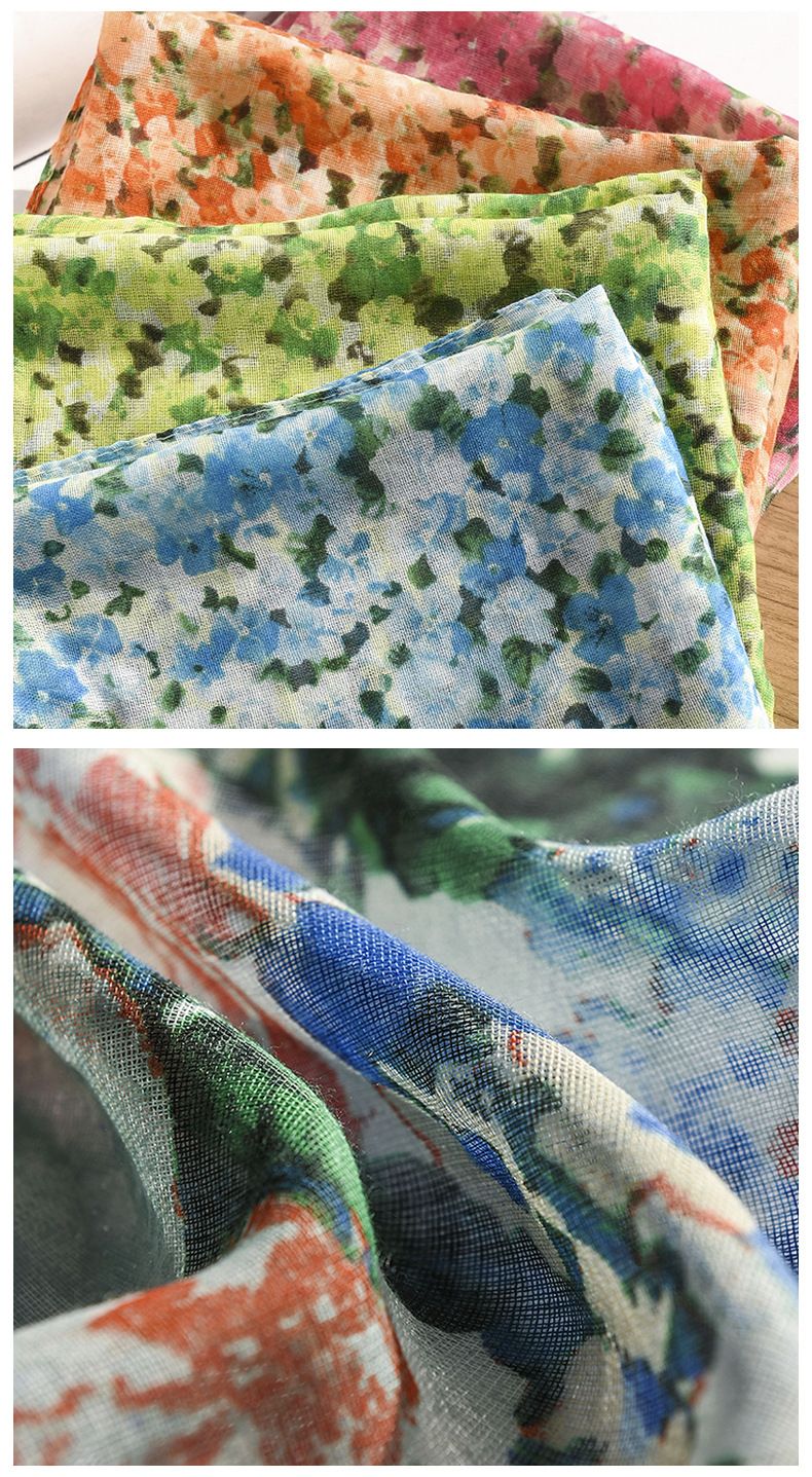 Klassisk blommig sidenhalsduk simulerad sidenhalsduk mode casual sjal utomhus solskyddsmedel strandhandduk_voghion.com