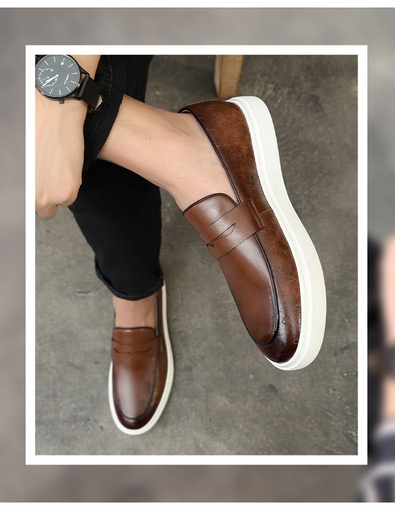 Fashion men's shoes Leather shoes casual board shoes loafers_voghion.com