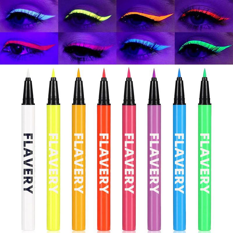 Nieuwe fluorescerende kleurrijke UV-eyeliner, waterdicht, zweetbestendig en langdurig houdende gezichtsverfpen_voghion.com