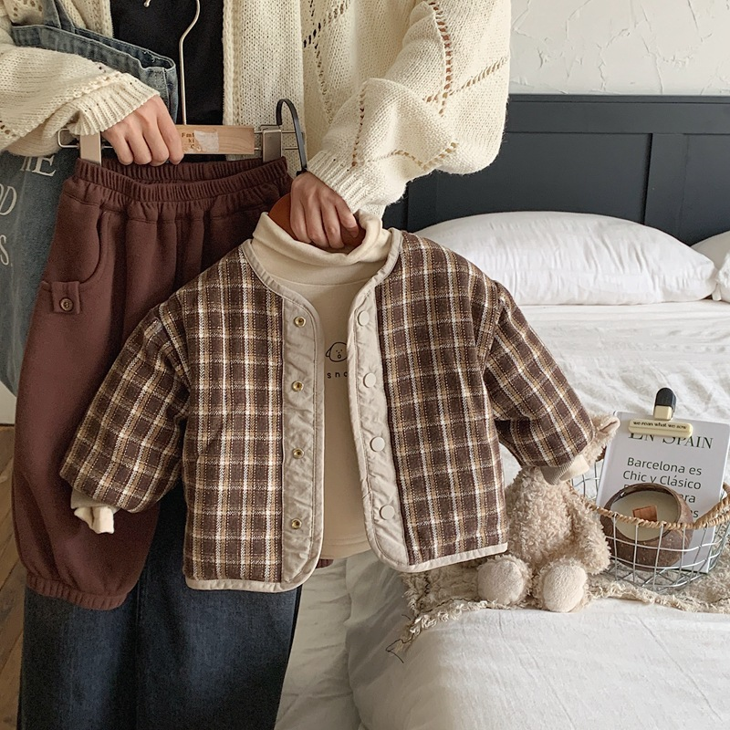 Kinder Winterkleidung, kurz und verdickt, beidseitig getragen. Jungen Baumwolljacke, Mädchen warm_voghion.com