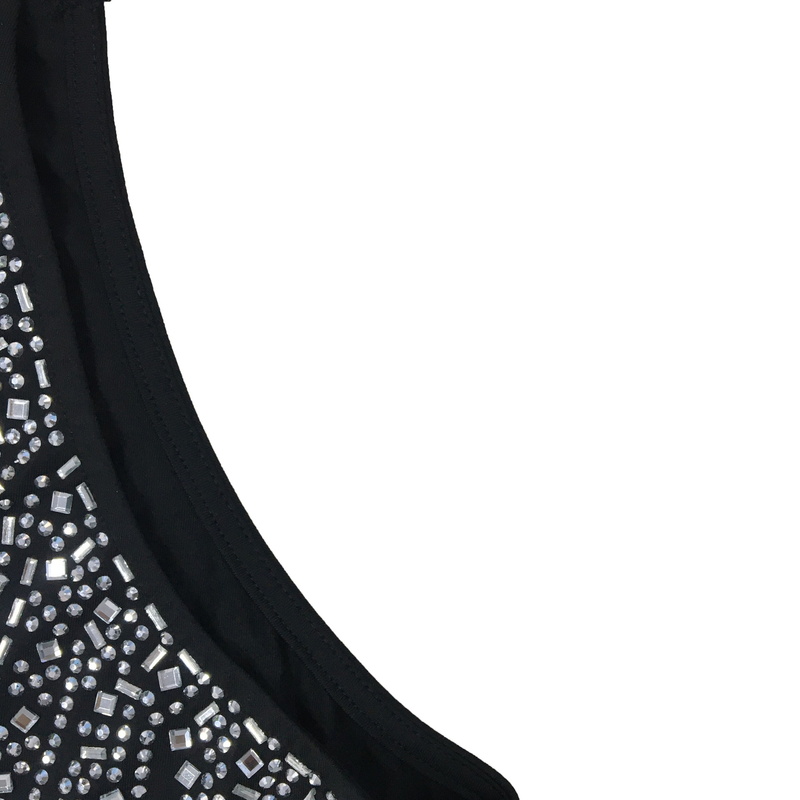 Abito da donna con gonna corta con scollo all'americana senza maniche e diamanti caldi in tinta unita tinta unita_voghion.com