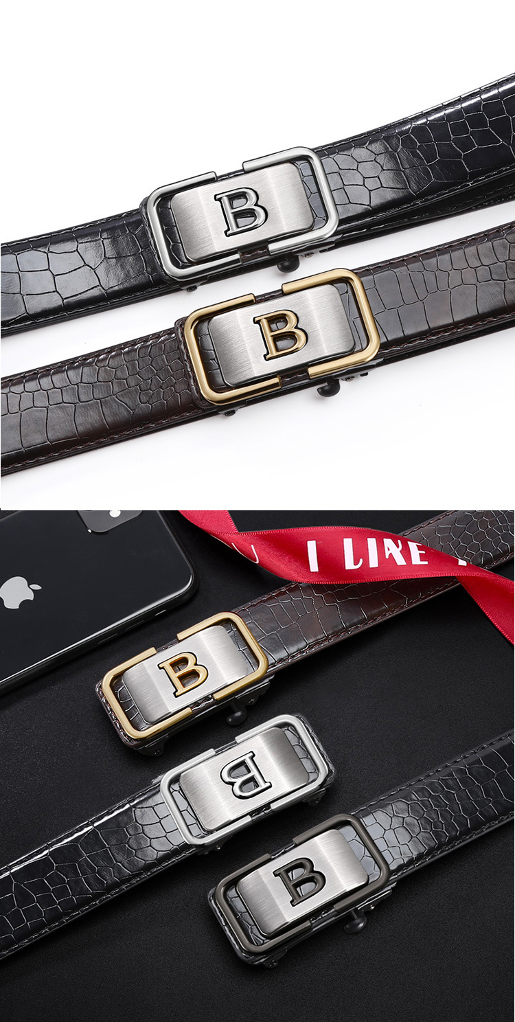 Men's belt fish print inside wear toothless belt fashion casual belt_voghion.com
