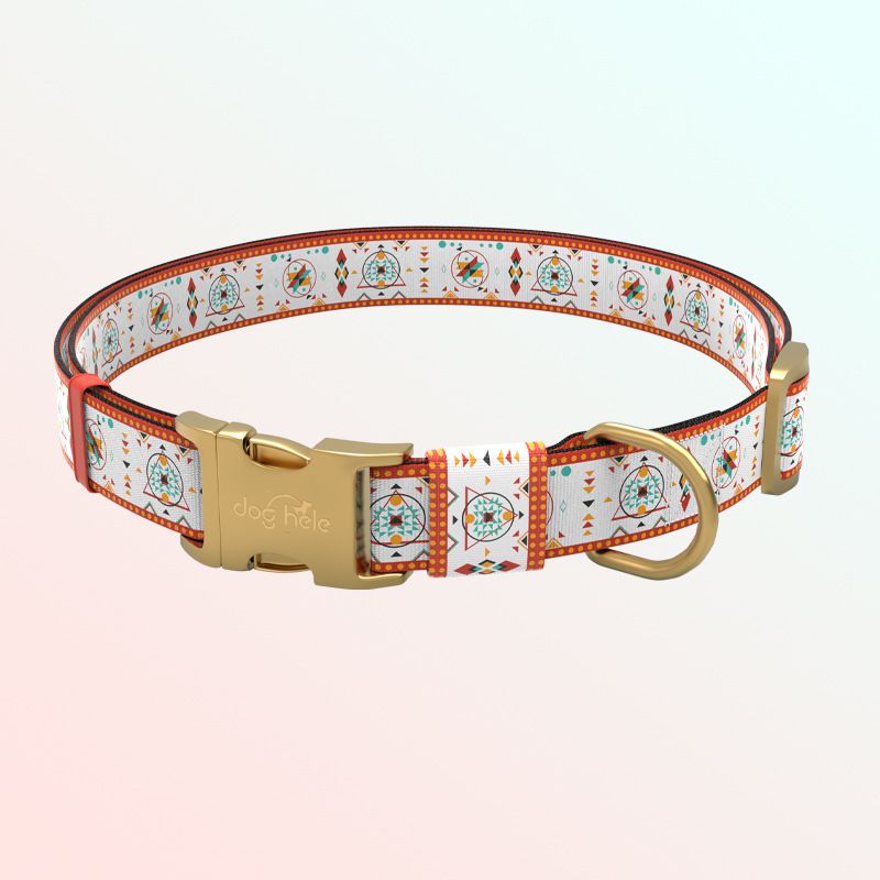 Laser Engraved Metal Buckle Bohemian Leash Ethnic Style Large Medium Small Dog Pet Collar_voghion.com