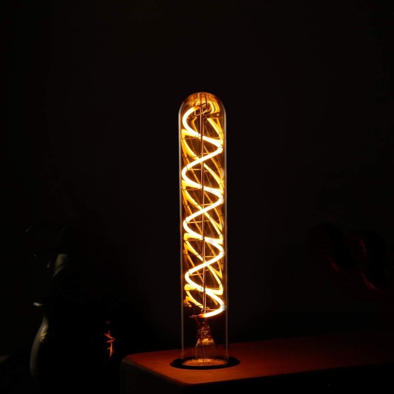 Glitzerlife LED Edison Glühbirne Röhrenlampe - E27 4W Vintage Glühlampe In Röhrenform 185mm Warmweiß Spirale Filament Antike Nostalgie Und Retro Beleuchtung_voghion.com