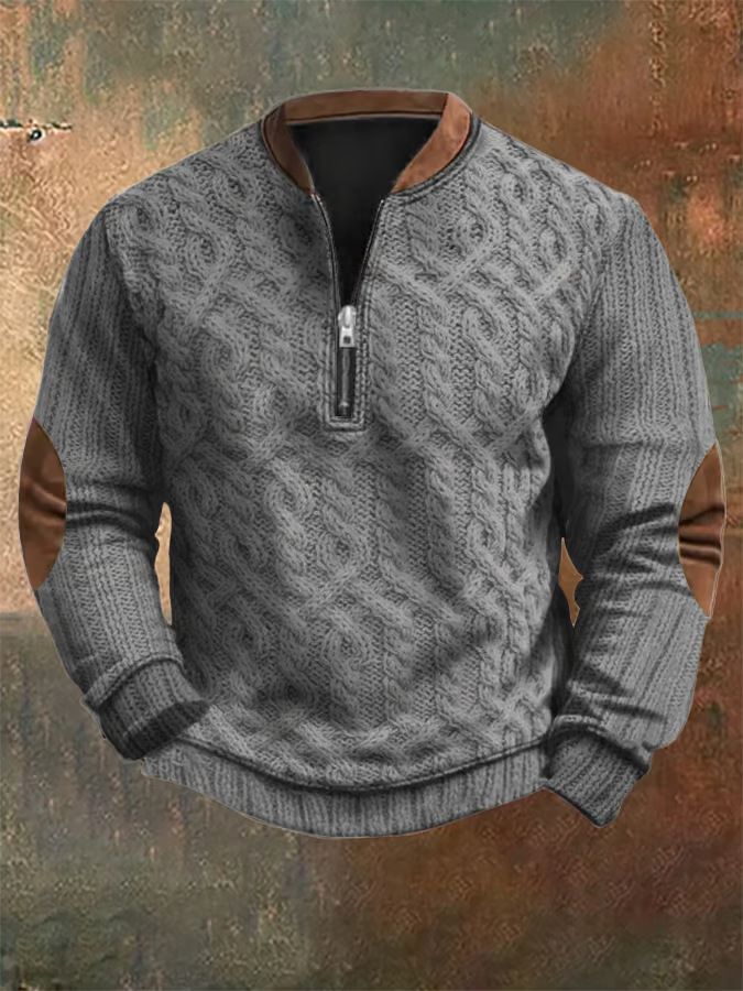 Felpa con stampa 3D da uomo, mezza cerniera, autunno inverno_voghion.com