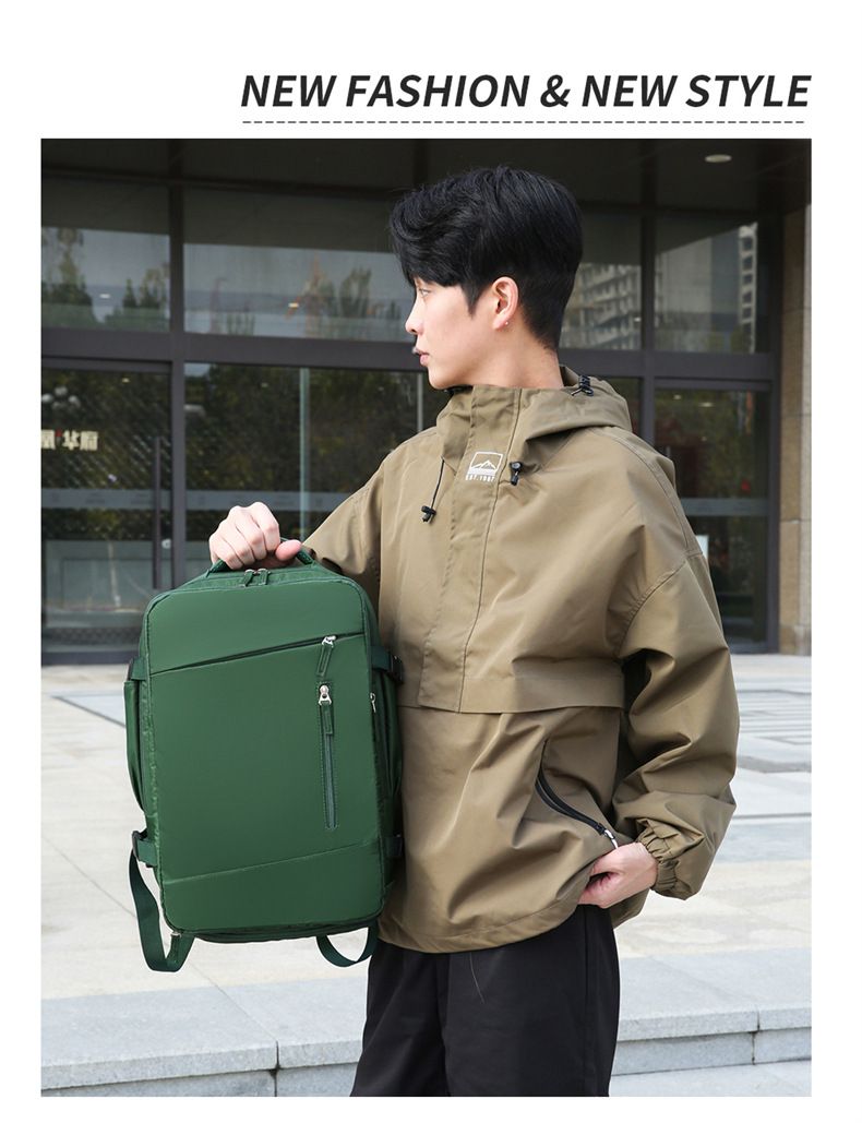 Men’s Bags Expandable Backpack Double Back Travel Luggage Bag Large Capacity Shoe Compartment Multi Function Computer Bag_voghion.com