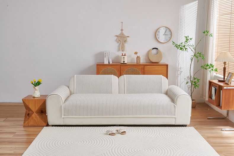Premium Chenille Sofa Kussenhoezen & Kussensets – Moderne Gestreepte & Effen Beschermers voor 3-zitsbanken, Antislip & Ademend_voghion.com