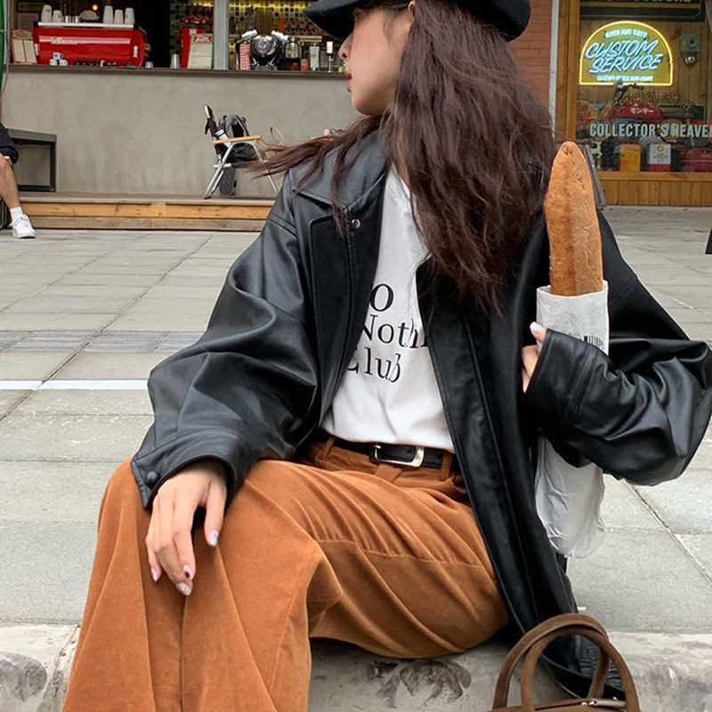Jmprs Vintage női PU dzseki női High Street Techwear túlméretezett műbőr motoros kabát Bf Punk hétköznapi rövidített_voghion.com