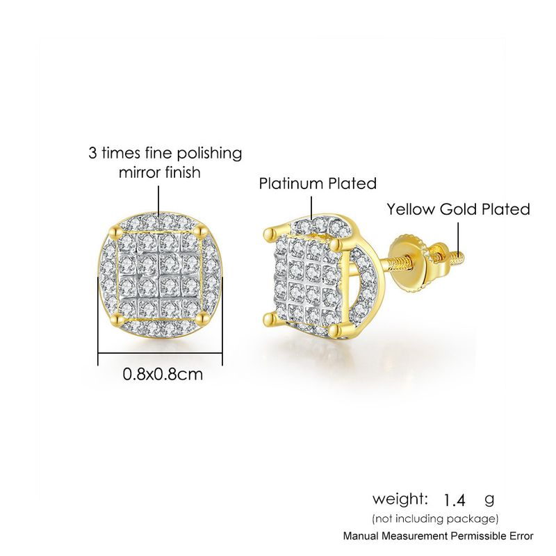 Hip Hop Zircone per Uomo Donna Full Dia Placcato Oro Filo e Orecchini_voghion.com