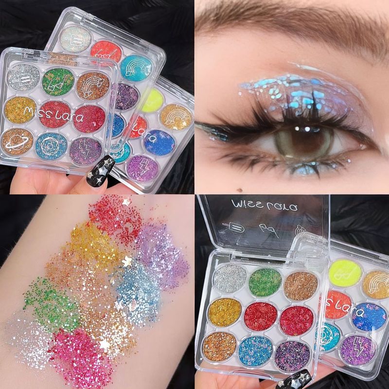 Ombretto per il trucco degli occhi con paillettes grandi e glitter a nove colori per bambini_voghion.com
