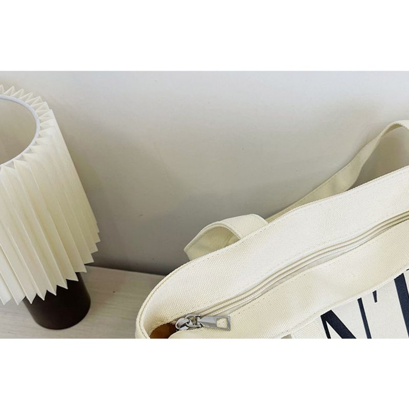 Stor kapacitet Letter Canvas Kvinder 2024 Ny sommer Mommy One Shoulder Tote til at gå ud Håndholdt indkøbstaske_voghion.com