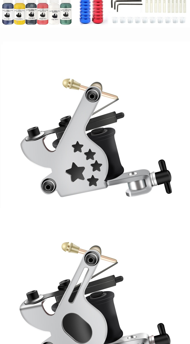 Ou Liang Silver Dragon Double Machine outils pour débutants ensemble complet d'équipement de tatouage_voghion.com