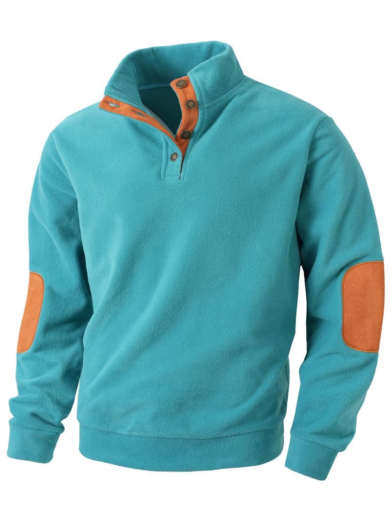 Abbigliamento da uomo Felpa color-block con colletto alto da uomo – Pullover slim fit con pannelli a contrasto per uno stile minimalista moderno_voghion.com
