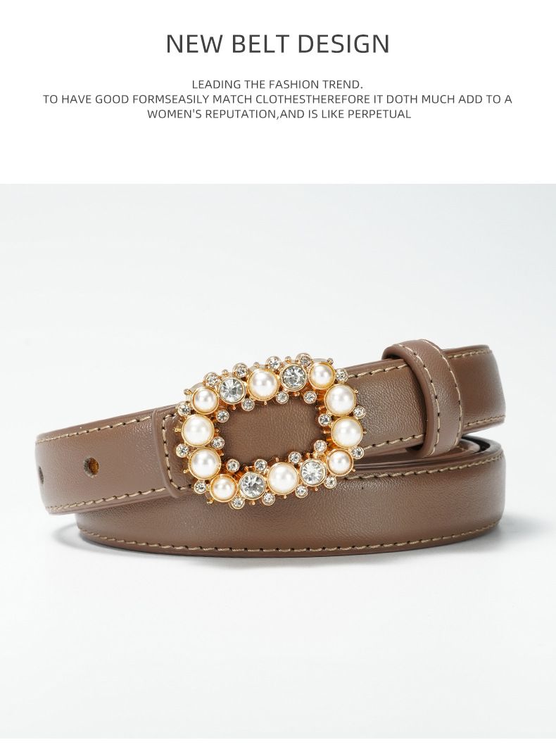 Smooth Buckle New Pant Dress Decorative Skirt Versatile Thin Belt Women's_voghion.com