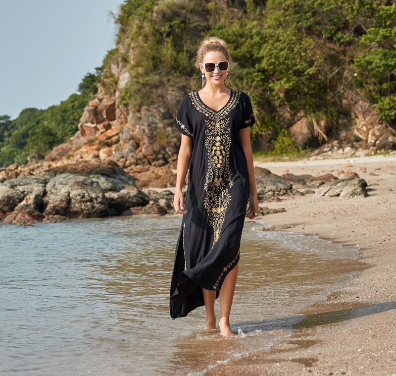 popolare copricostume da spiaggia ricamato in rayon da donna, stile abito ricamato, camicia di protezione solare per bikini al mare, 20 colori_voghion.com