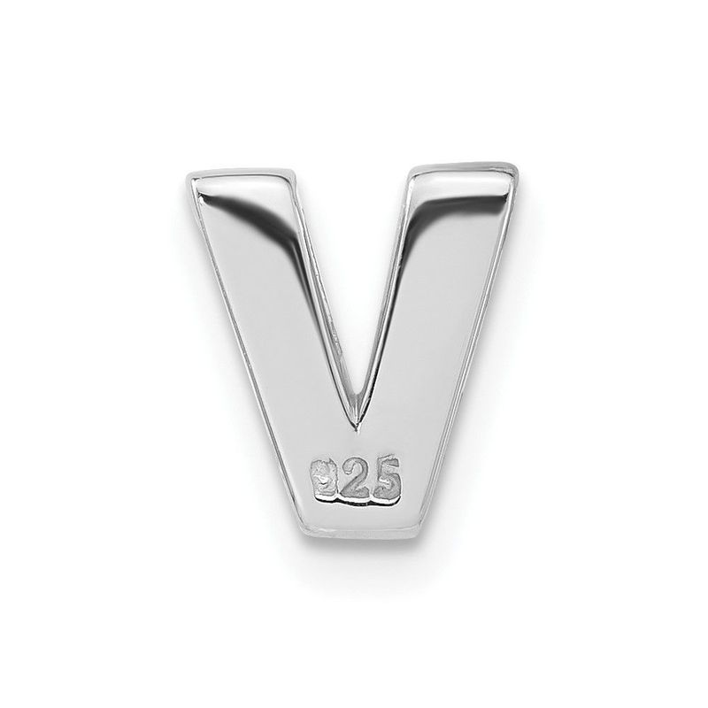 Sterling Silver Polished CZ Initial V Slide_voghion.com