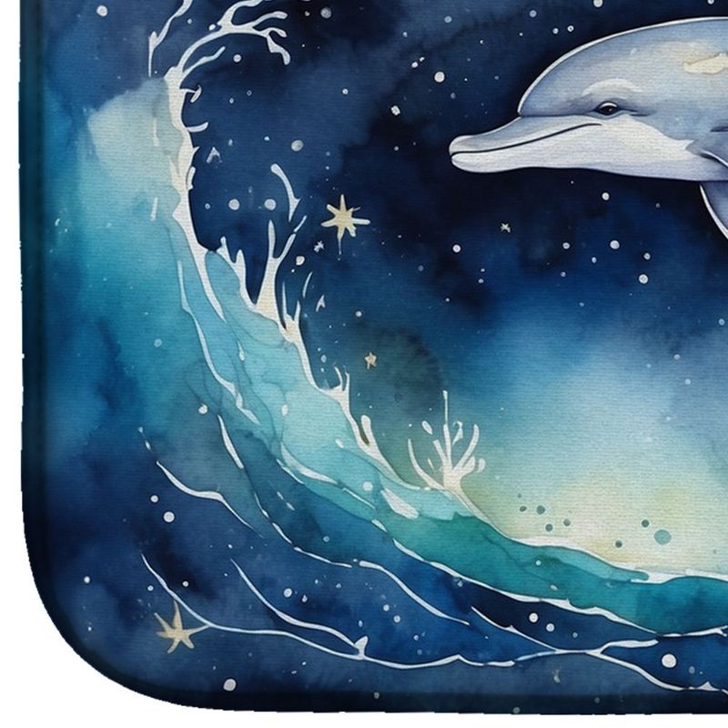 Dolphin In A Starry Sea Dish Drying Mat Absorbent Dish Drying Mat Pad For Kitchen Counter Dish Drainer Mat For Countertop, 14 X 21", Multicolor_voghion.com