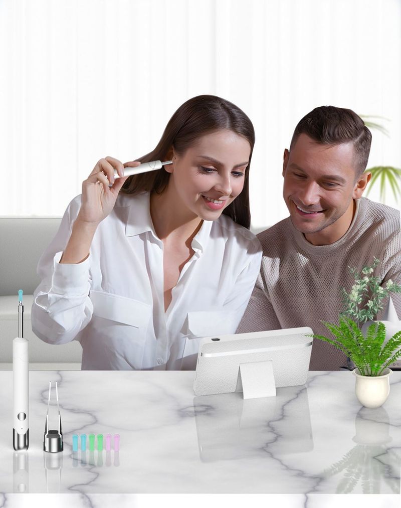 Set di strumenti con schermo, scovolino visivo, cucchiaio per la pulizia, detergente per le orecchie illuminato HD_voghion.com