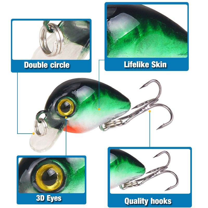 Mini appât Rock Fat Luya 3 cm/1,6 g, appât artificiel en plastique, appât dur_voghion.com