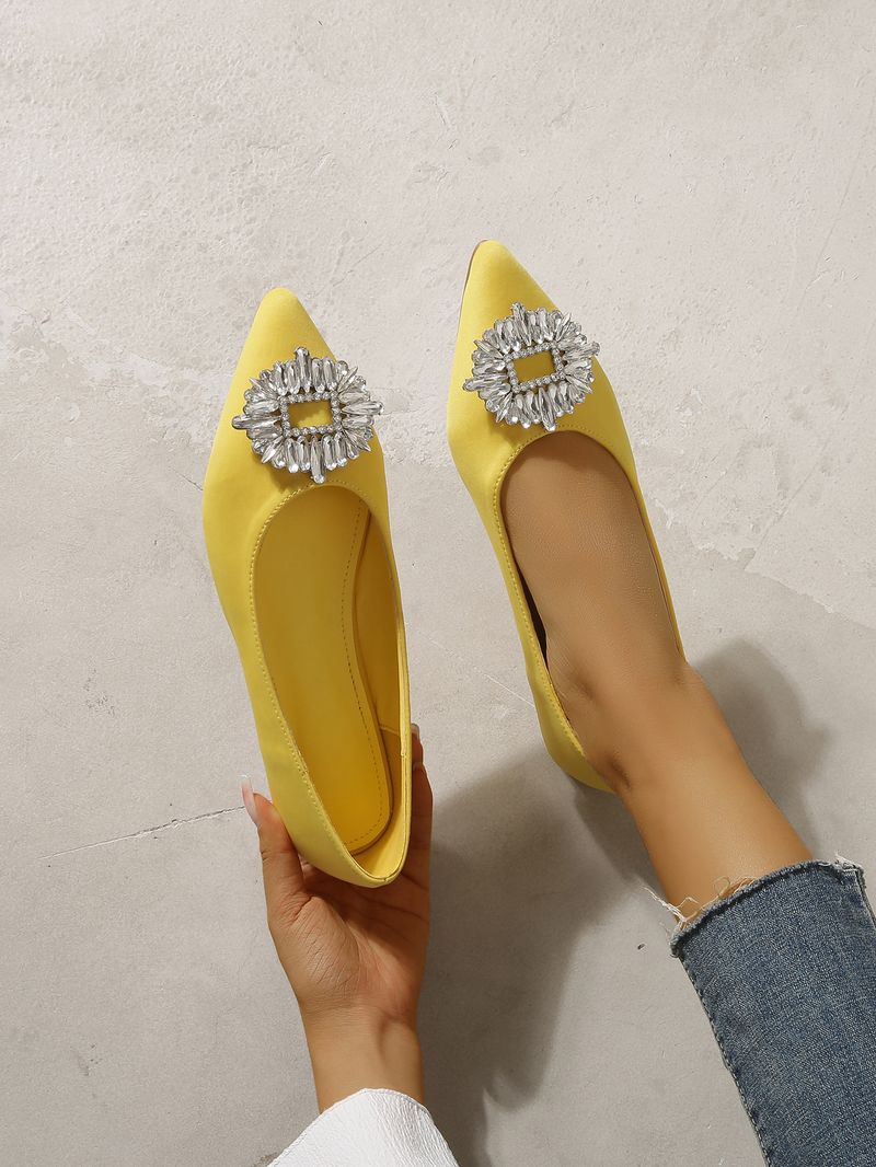 Schuhe mit flacher Sohle, flachem Mund, spitzer Spitze, quadratischer Strassschnalle, Mary Jane-Damenschuhe, Wildleder-Lazy-Schuhe im neuen Stil_voghion.com