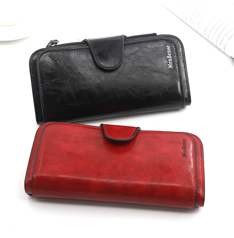 Damepung lavet af læder Punge Trefold VINTAGE Damepunge mobiltelefon Pung Kvinde Møntpung Carteira_voghion.com