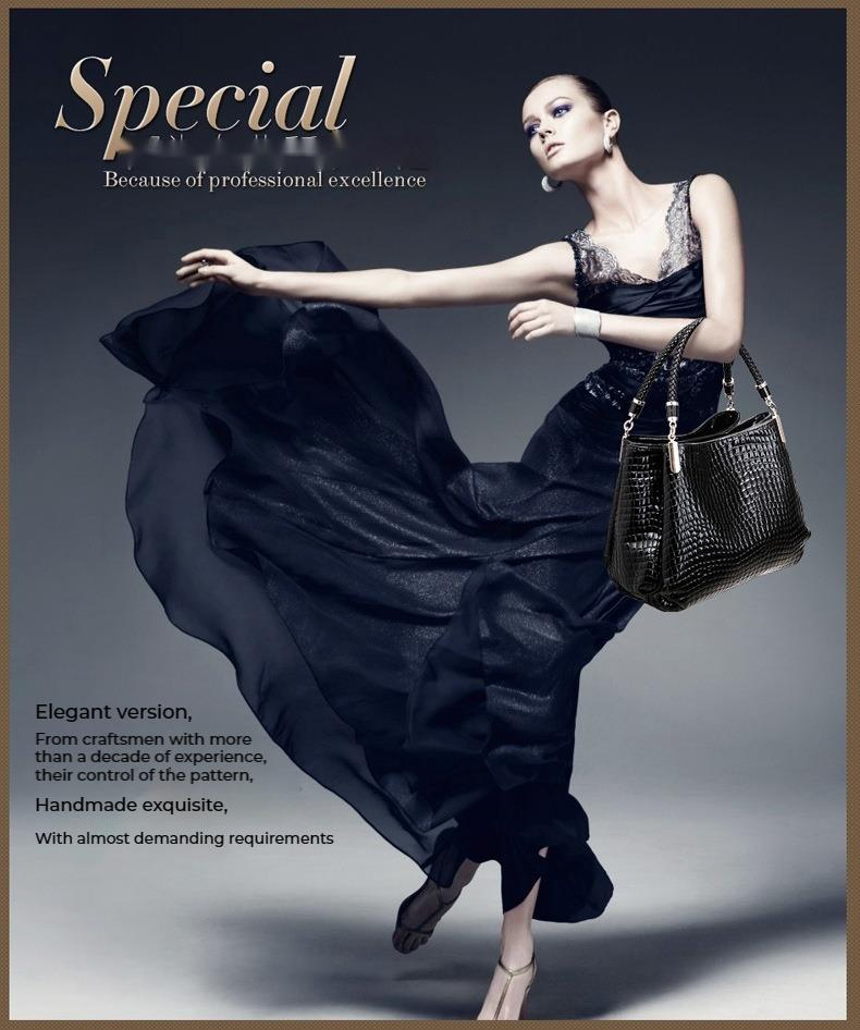 Augstas klases sieviešu rokassomas, modernas krokodila raksta, jaunas Eiropas un Amerikas pusmūža sieviešu plecu somas iepirkšanās un iepazīšanās vajadzībām_voghion.com