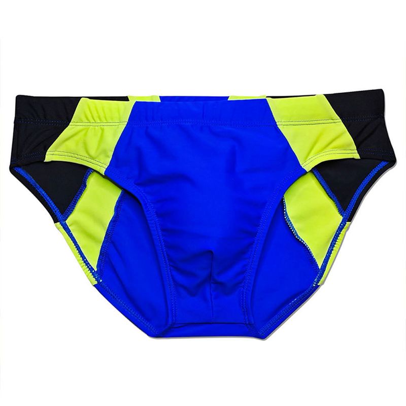 UXH Men's New Sexy Swim Trunks With Cup Macaron Color Block Quick-Dry Beach Triangle Shorts For Men_voghion.com