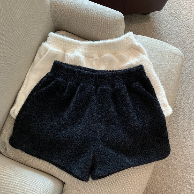 Nerz-Samthosen für Damen, lockere Hottie-Hosen in A-Linie mit weitem Bein, hoch taillierte gerade Shorts, Stiefelhosen, Freizeithosen für Oberbekleidung_voghion.com