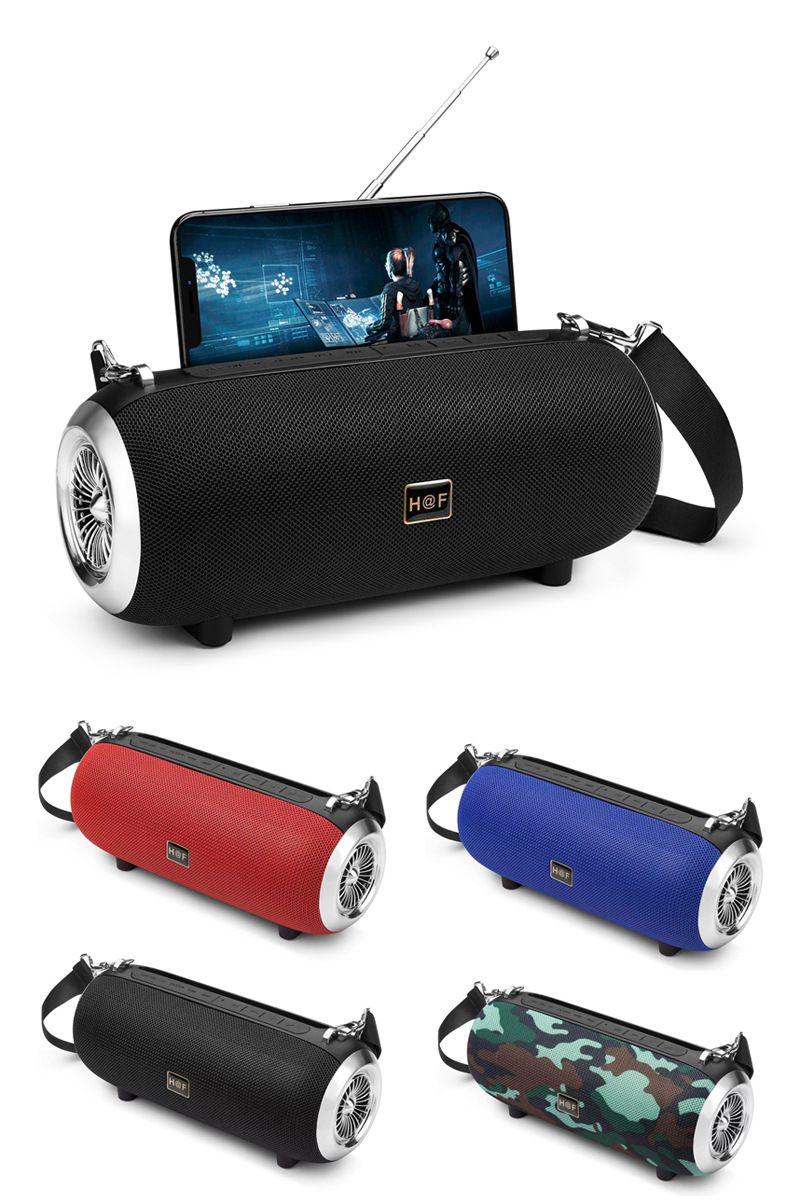 Haut-parleur Bluetooth à double haut-parleur, haut-parleur portable d'extérieur à volume élevé, sangle en tissu, radio audio haute puissance, machine tout-en-un_voghion.com