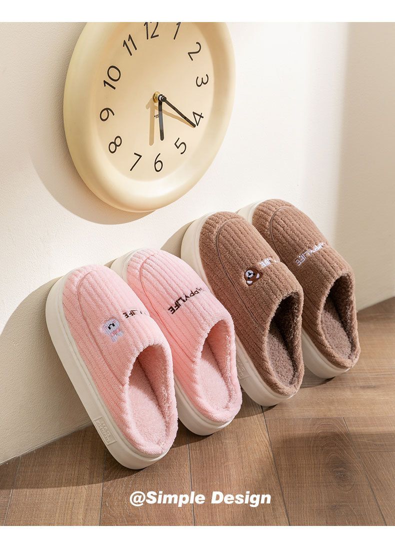 Pantofole da casa foderate in pile di peluche - Calde pantofole invernali per interni/esterni con suola antiscivolo in PVC e motivi di animali (rosa/rosso/grigio/beige/blu navy)_voghion.com