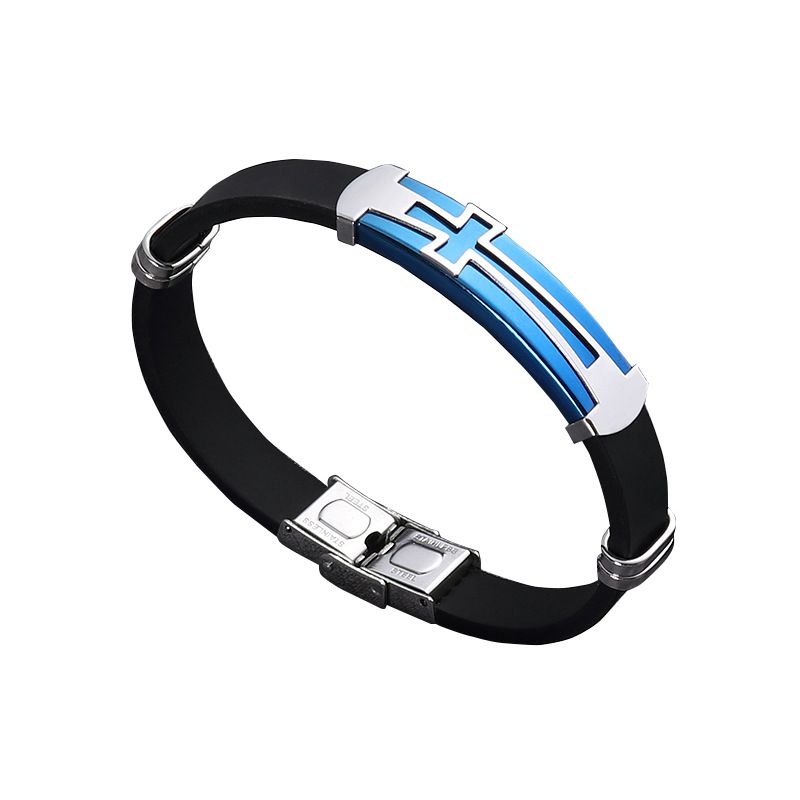 Schmuck Titan Stahl Kreuz Herren Silikon verstellbares Armband Persönlichkeit Armband_voghion.com