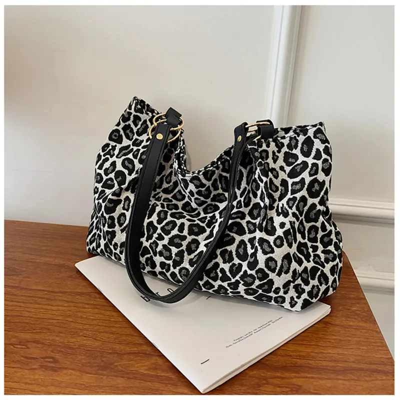 Borse a tracolla oversize con stampe leopardate per donna, borsa da ascella alla moda, grande capacità, borsa retrò, shopping casual_voghion.com
