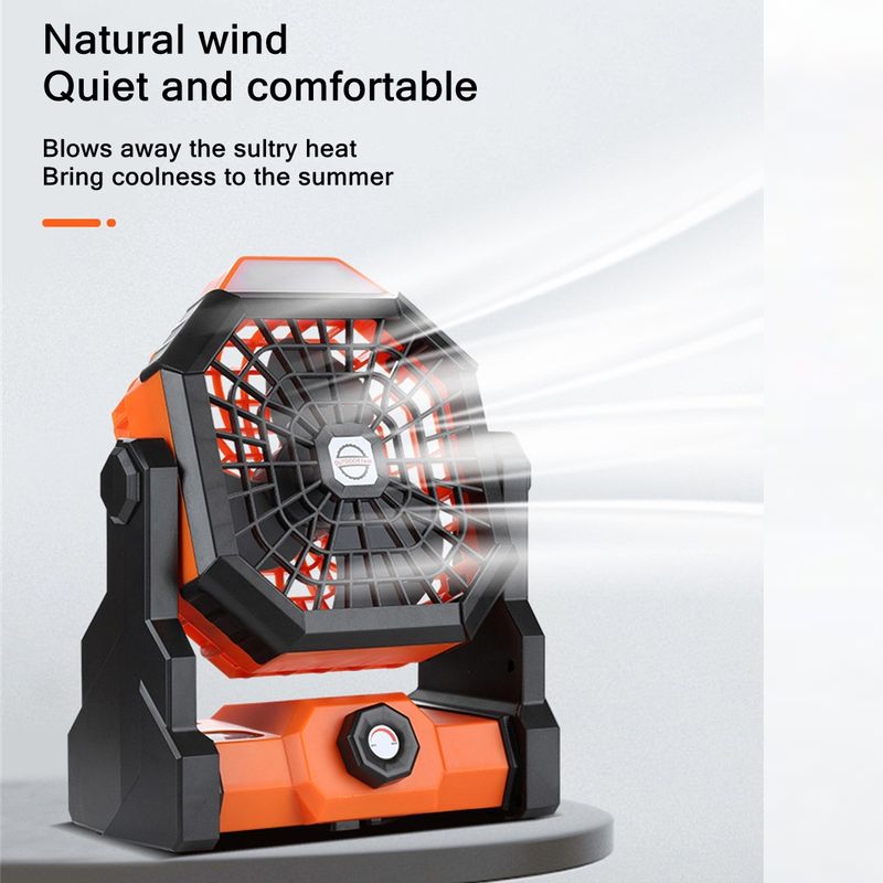 X3 Ventilatore portatile da esterno Ventola di raffreddamento ad aria con ricarica USB con lampada notturna a LED (arancione)_voghion.com