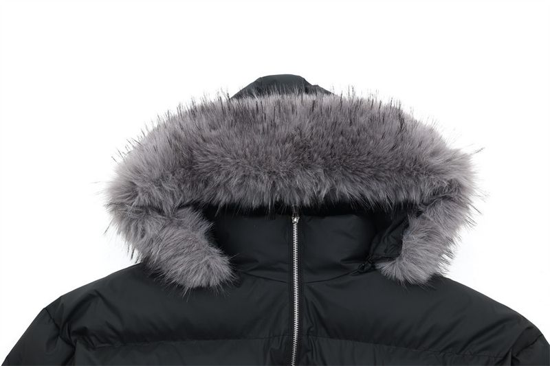 Chaqueta de algodón con capucha y cuello de piel bordada con letras góticas para hombre, moderna chaqueta de invierno gruesa con cuello alto desmontable_voghion.com