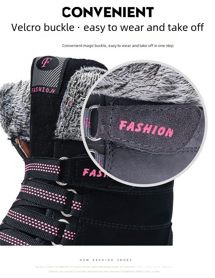 Scarpe da neve alte da donna in pelle con suola spessa in pile e scarpe invernali Northern Winter Plus_voghion.com