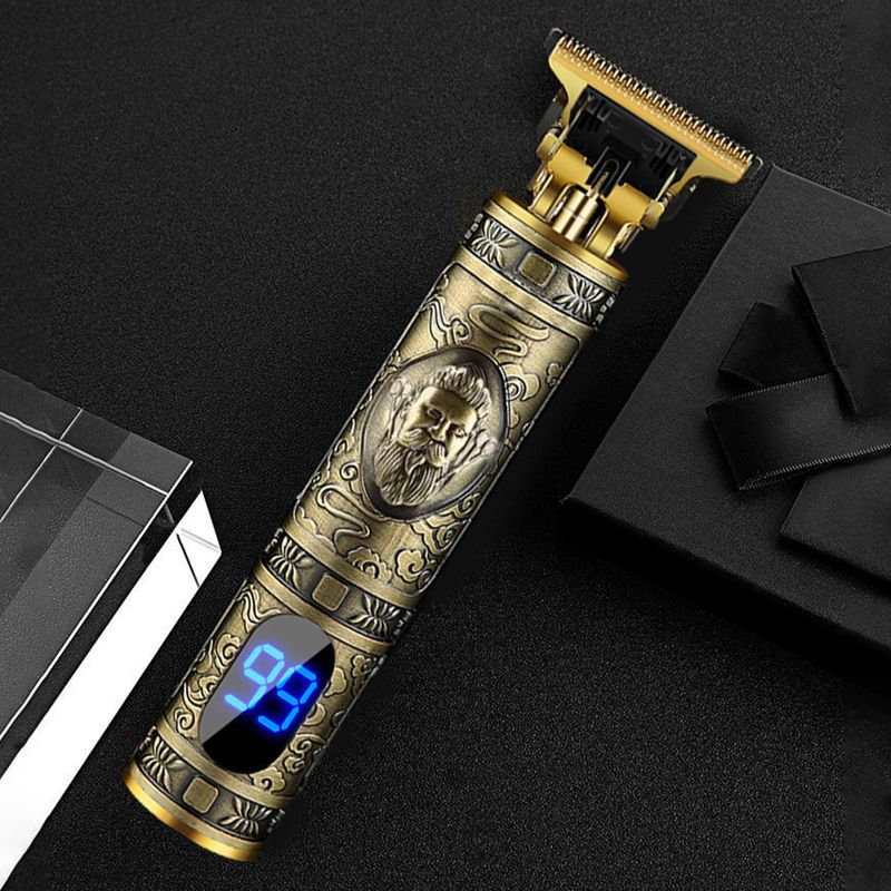 Ruixingst Máquina de cortar cabelo elétrica recarregável USB com padrão de dragão de baixo ruído Máquina de cortar cabelo digital elétrica para homens_voghion.com
