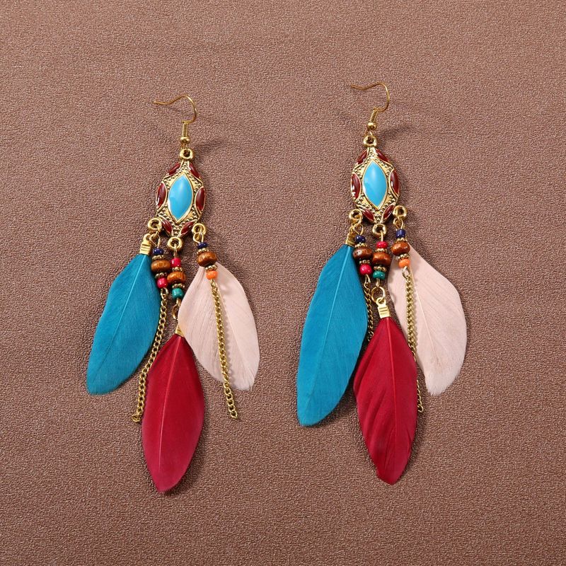 Ethnic Super Fairy Feather Earrings Without Piercing Bohemian Long High-end New Chinese Style Accessories Ear Clips For_voghion.com