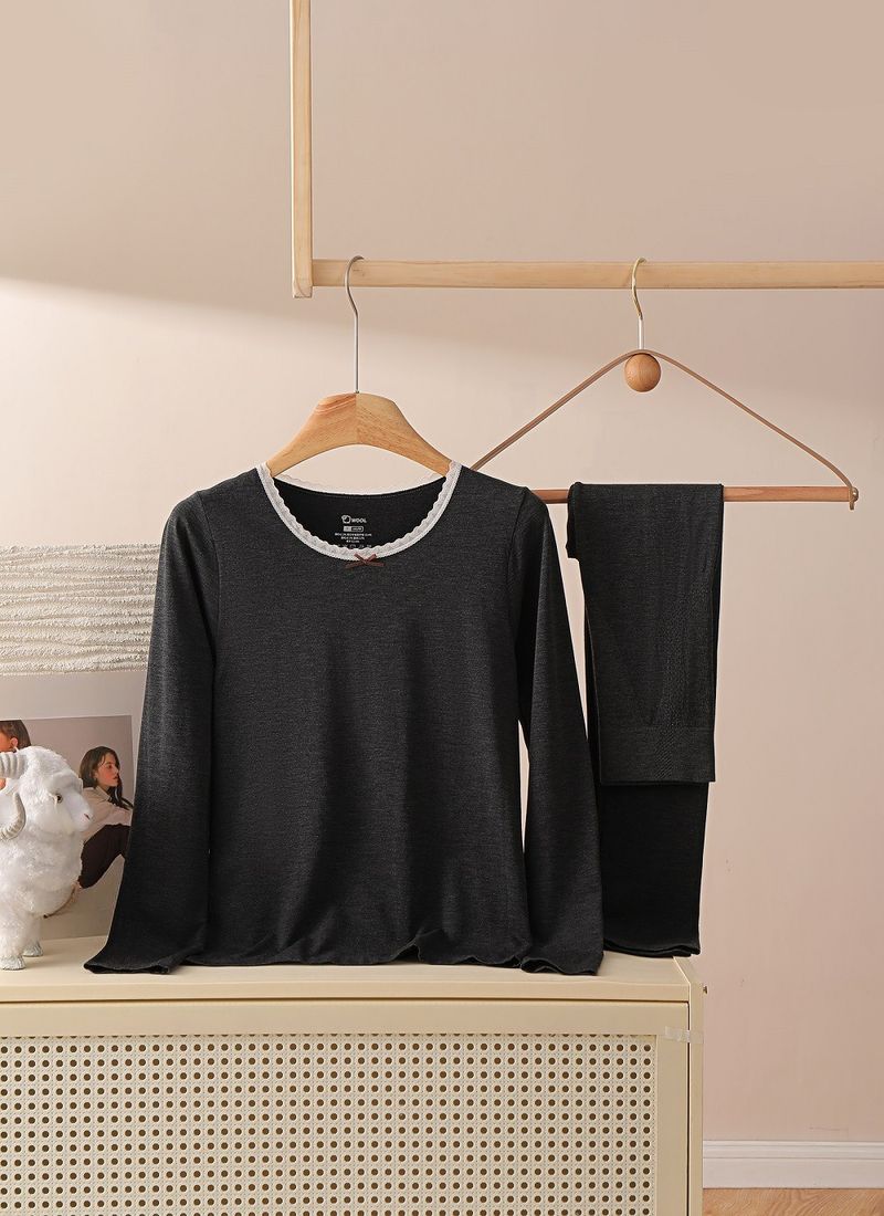 Maschinenwaschbares, nahtloses, körperformendes Thermounterwäsche-Set aus Wolle | Slim Fit-Langunterhose aus Merinowolle für Herbst und Winter_voghion.com