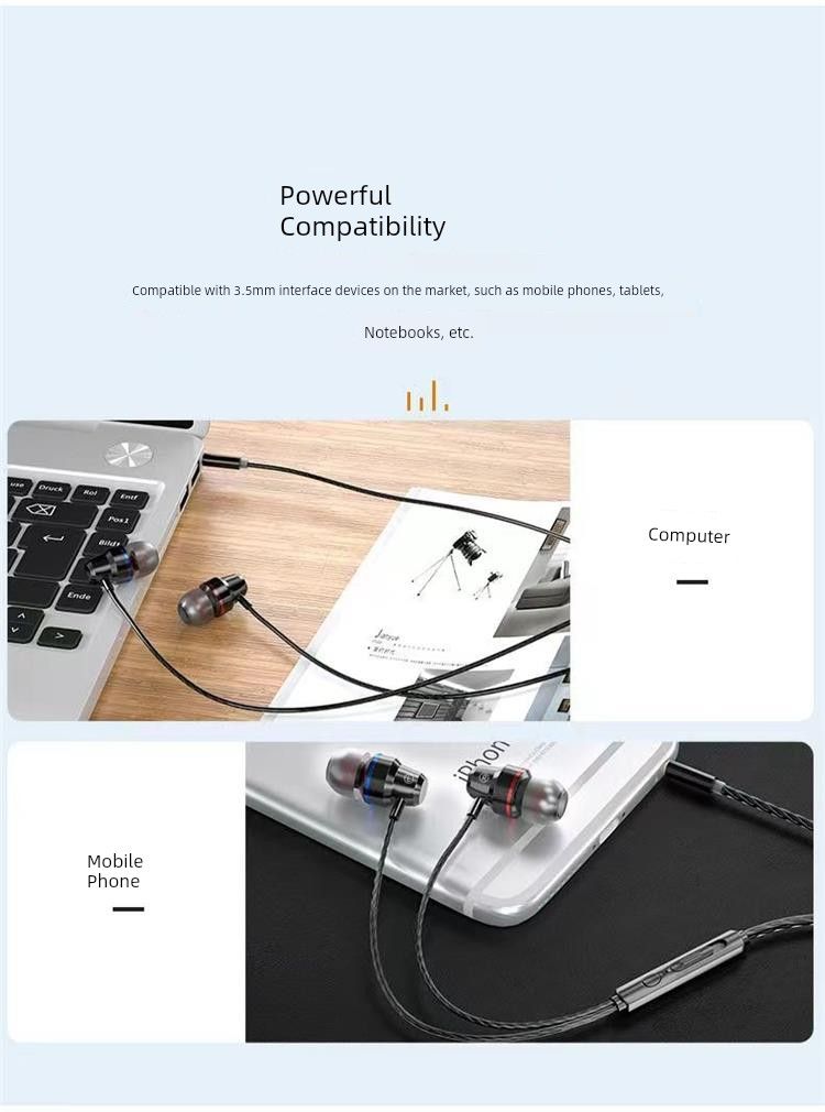 Cuffie in-ear Type-C piatte con cavo per Huawei Xiaomi, testa rotonda, con microfono, karaoke, gioco, neutro_voghion.com