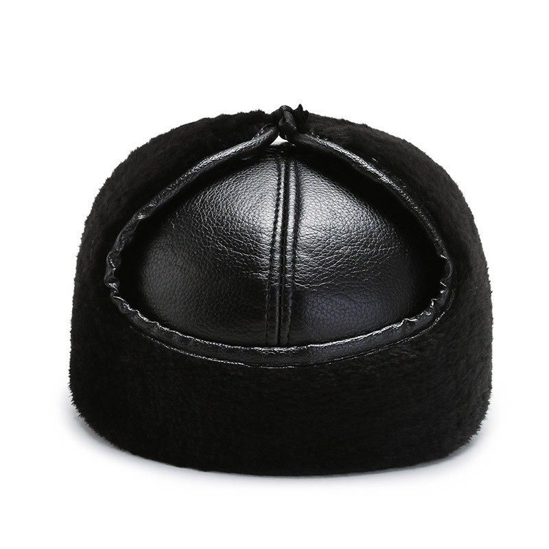 Herrenhüte Leder Schirmmütze Koreanische Version Lässige kältebeständige warme Herren-Baseballmütze mittleren Alters und ältere Lei Feng-Mütze_voghion.com