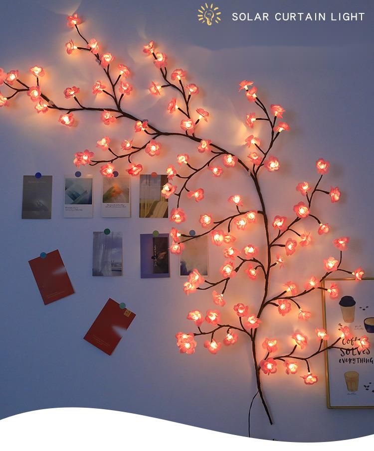 New LED Tree Branch Vine Cherry Blossom Indoor Decorative Shape Bendable Atmosphere Light Color_voghion.com