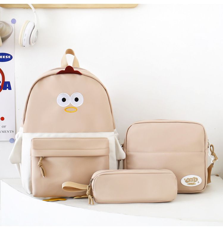 Adorabile set di zaini per bambini con pulcino dei cartoni animati - Carina borsa da scuola leggera con astuccio coordinato, traspirante ed ergonomica_voghion.com