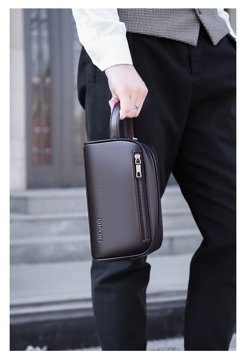 New Men's High Quality Large Capacity Business And Leisure Soft Leather Multi Pocket Handbag For Men_voghion.com