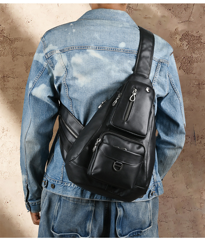 New Hot Ultra Soft Genuine Leather Chest Multifunctional Men's Shoulder Top Layer Cowhide Crossbody Bag, Trendy_voghion.com